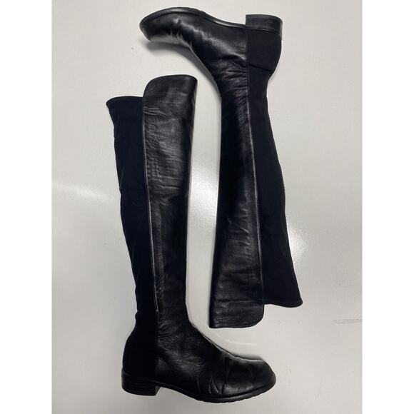 Stuart Weitzman 5050 Over The Knee Boot Black Leather Stretch Elastic Ba… - Picture 2 of 10